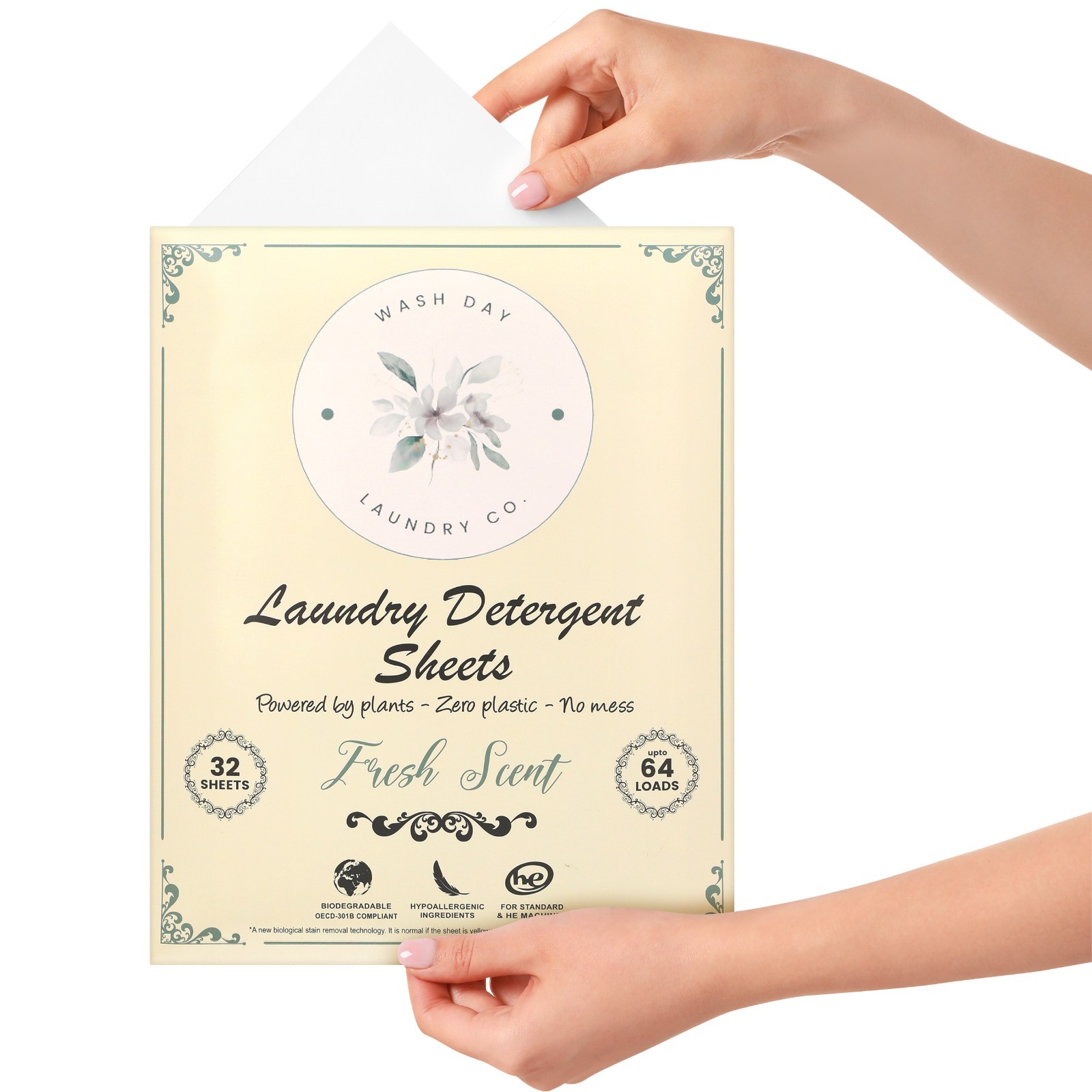 Wash Day Laundry Detergent Sheets Fresh Scent 64 Loads Choose 2, 5 or 10 Packs