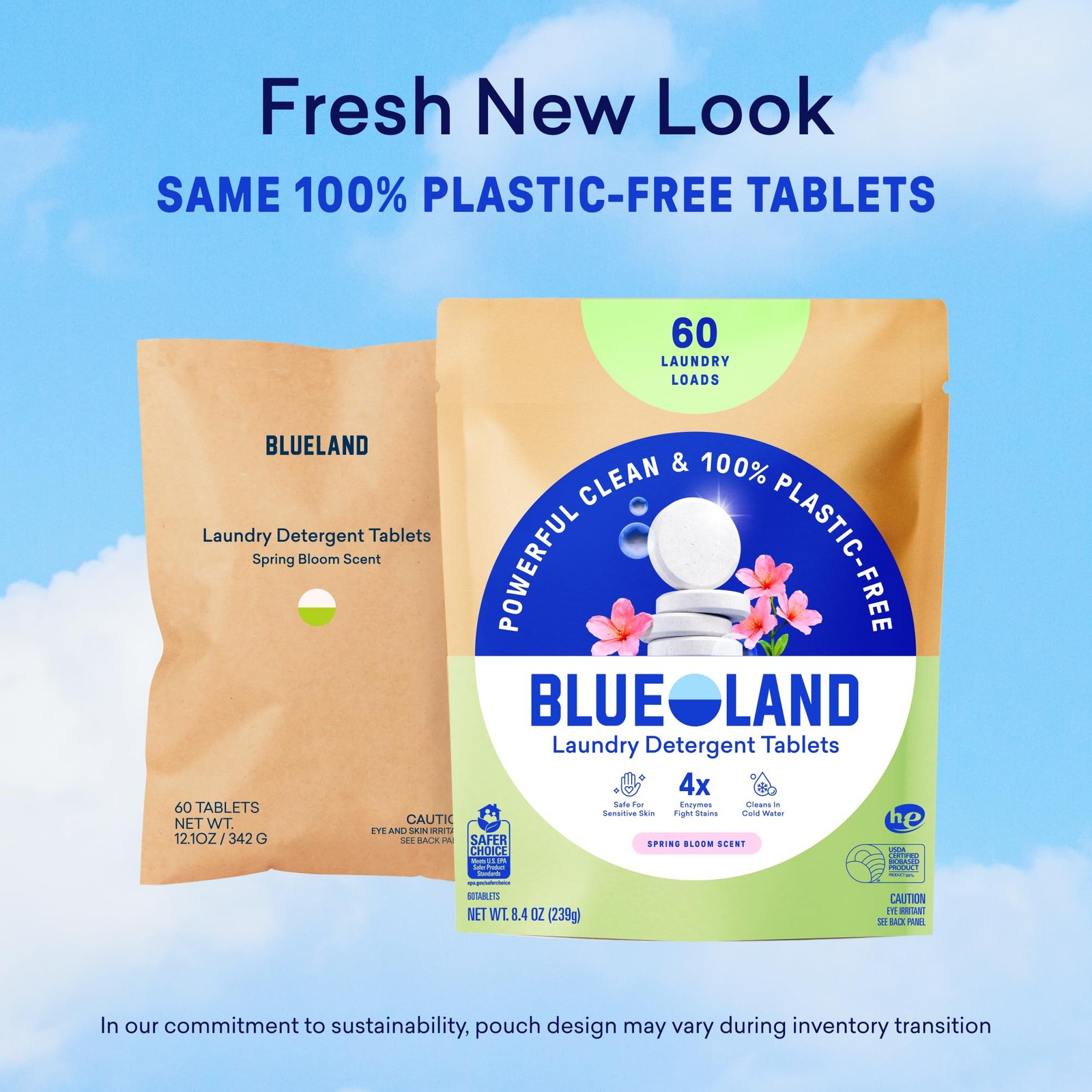 BLUELAND Laundry Detergent Tablets, 60 Count, Spring 60 Count (Pack of 1)