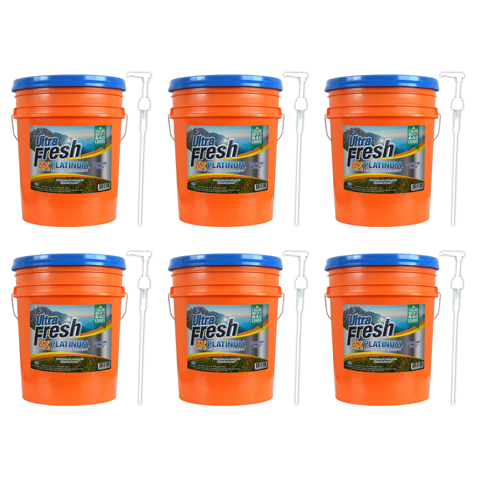 Ultra Fresh 6X Platinum 5 Gallon Laundry Detergent, Up to 640 Loads (6 Pack)