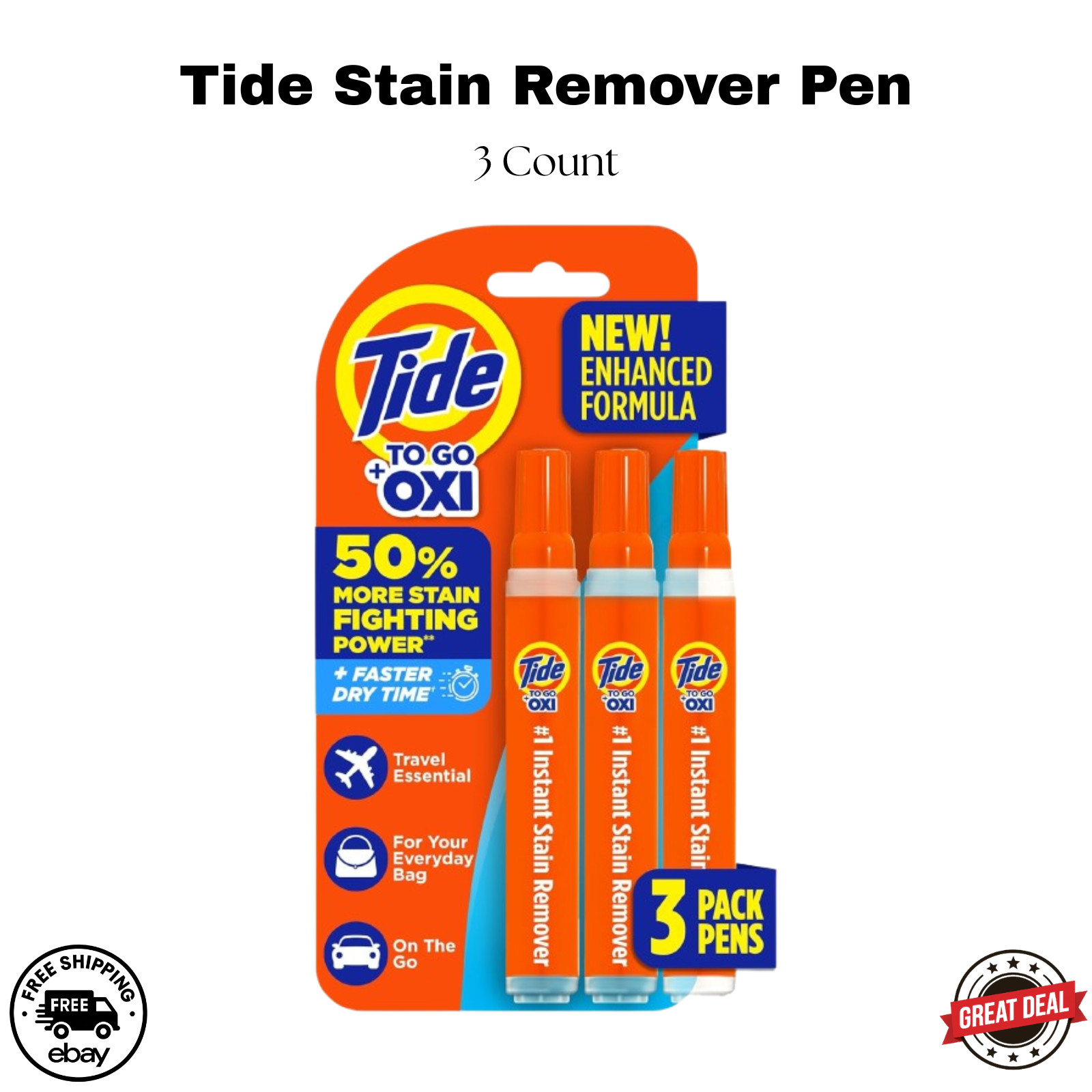 Tide To Go Stain Remover Pen 3 Pack | Instant Stain Remover