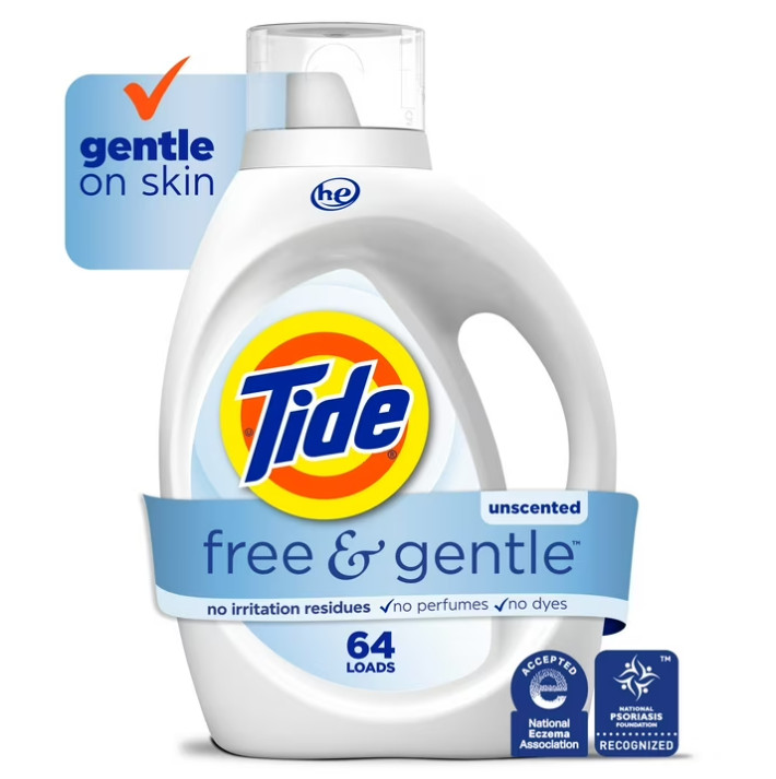 4 Pack Tide Free & Gentle Laundry Detergent Liquid, 84 fl oz, 64 loads Pk