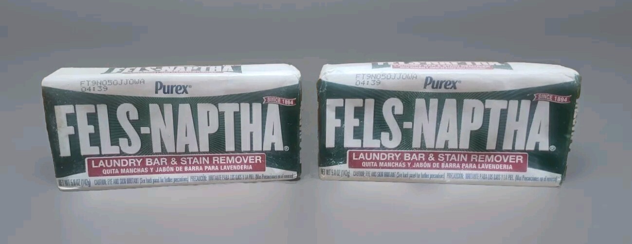 New Fels-Naptha By Purex Laundry Bar Soap And Stain Remover Lot Of 2 Bars