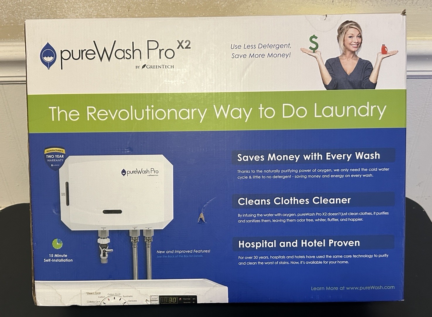 GreenTech PureWash Pro X2 Sanitizing Detergent-Less Laundry System