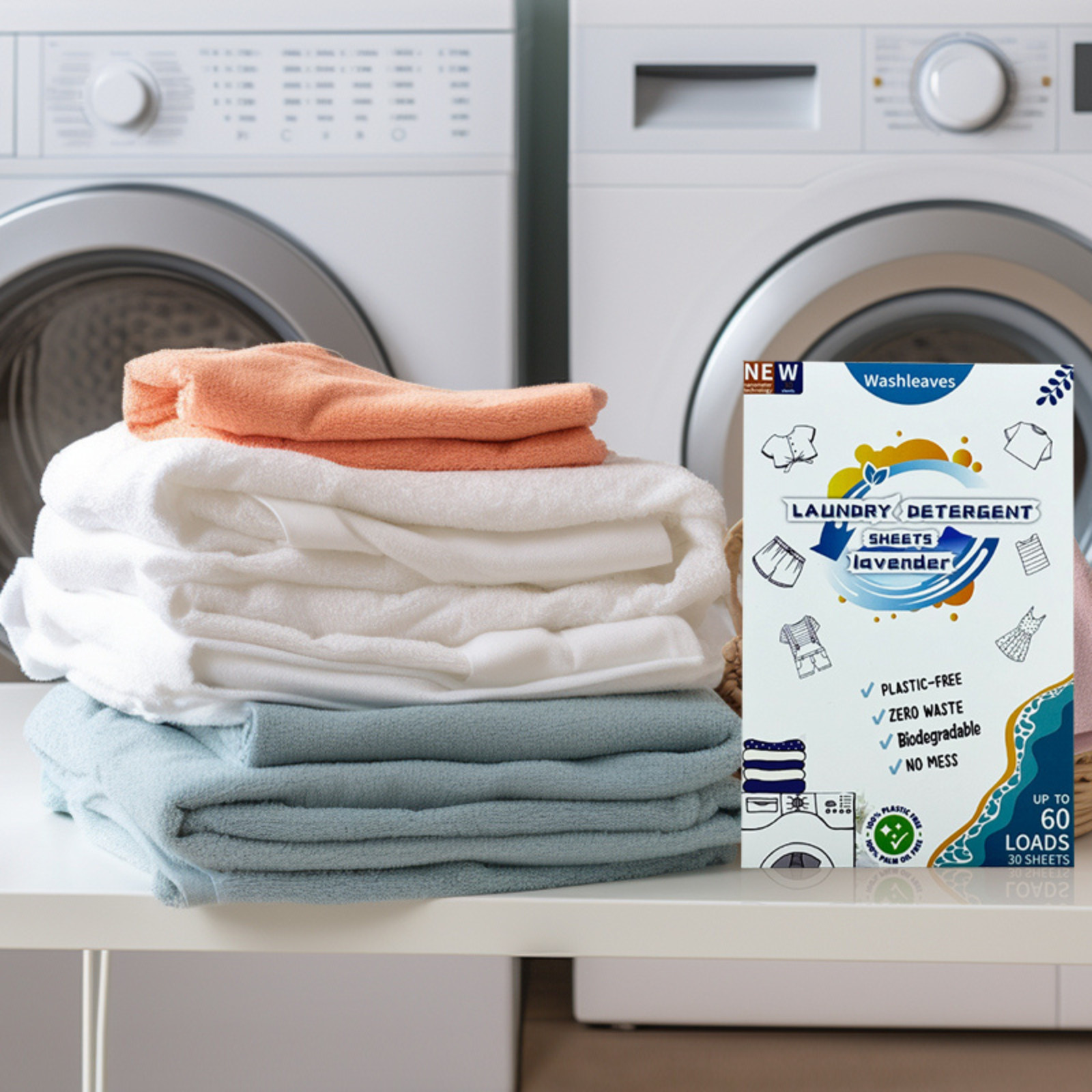 Eco Friendly Laundry Detergent Sheets (60-100 sheets 200 loads) Plant based Free