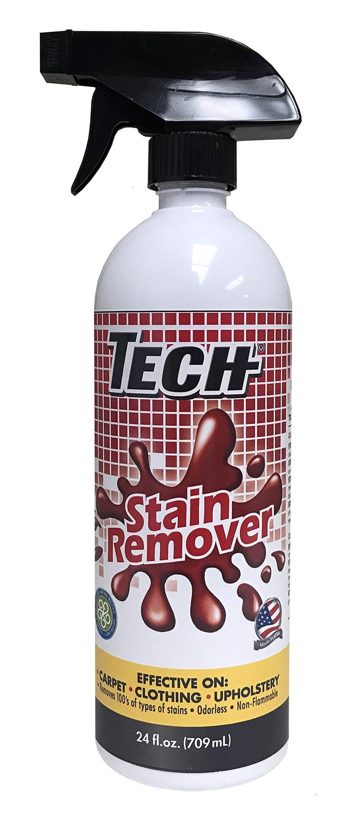 TECH Stain Remover, 24 oz Spray Bottle, For Carpet, Clothes, Upholstery