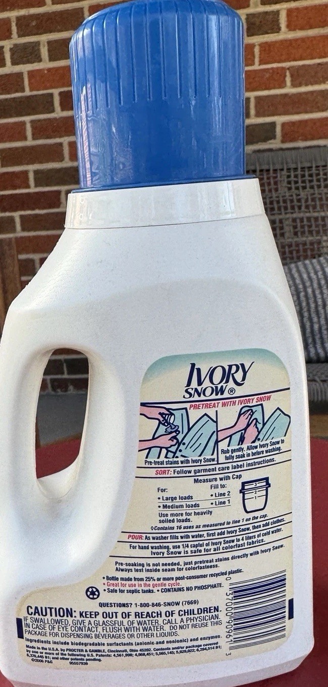 Ivory Snow Gentle Care Liquid Laundry Detergent 50 oz Blue Cap Ultra