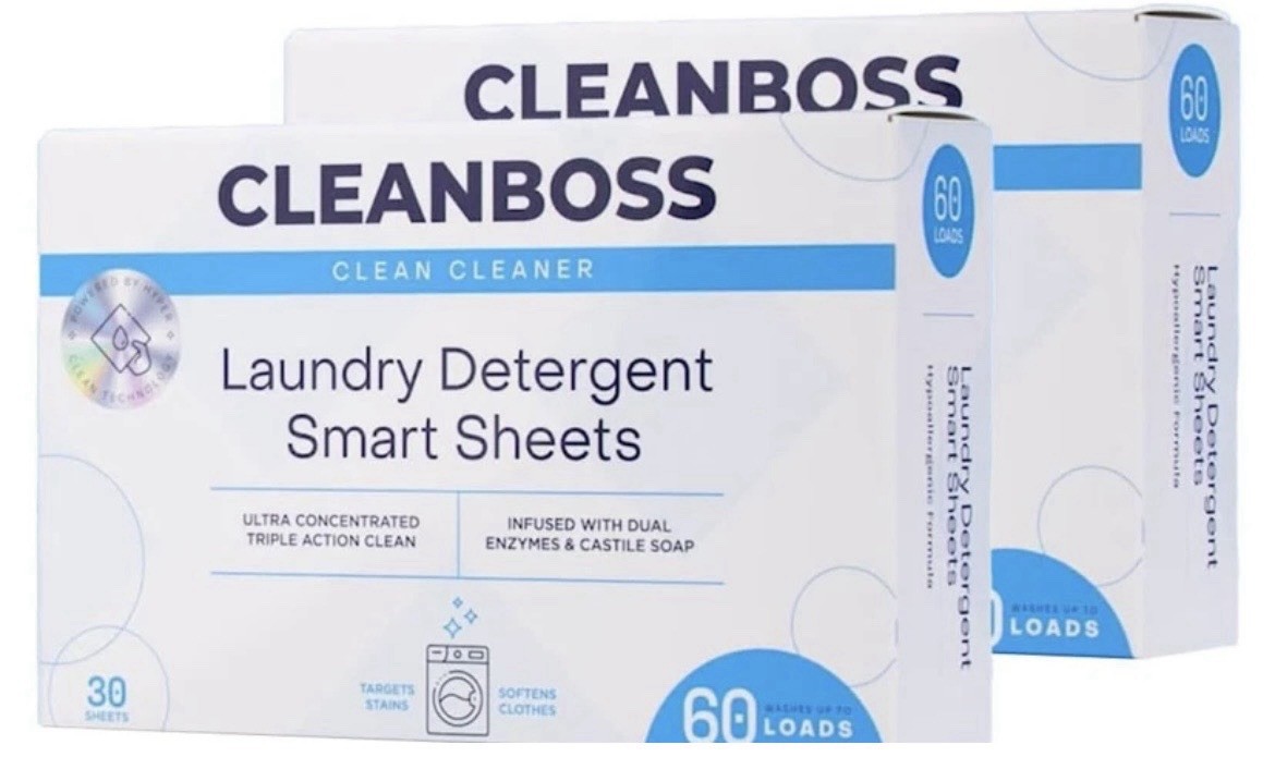 NIB 2~PACK CleanBoss Laundry Detergent Smart Sheets – 60 Sheets (120 loads) NEW!