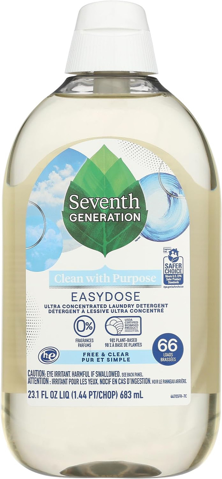 Seventh Generation Laundry Detergent, Ultra Concentrated EasyDose, Free & Clear,