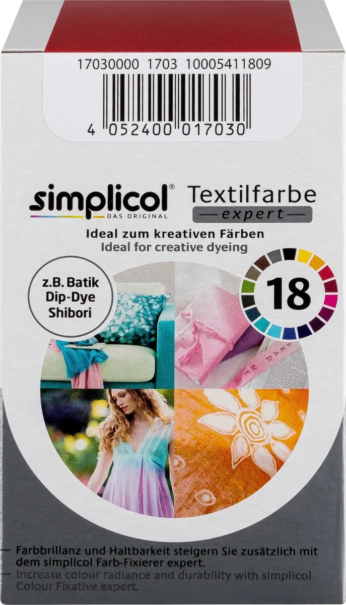 SIMPLICOL textile color expert 2 x color poppy red for 600 g fabric also for wool
