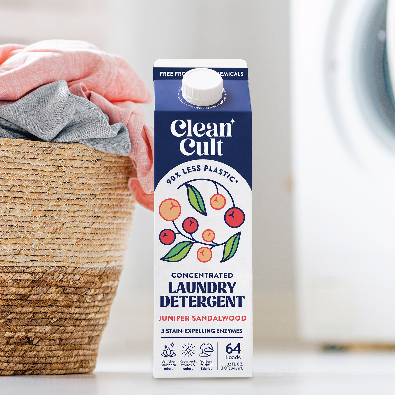 Cleancult Liquid Laundry Detergent Juniper Sandalwood 192 Loads, 96 Fl Oz 3 Pack