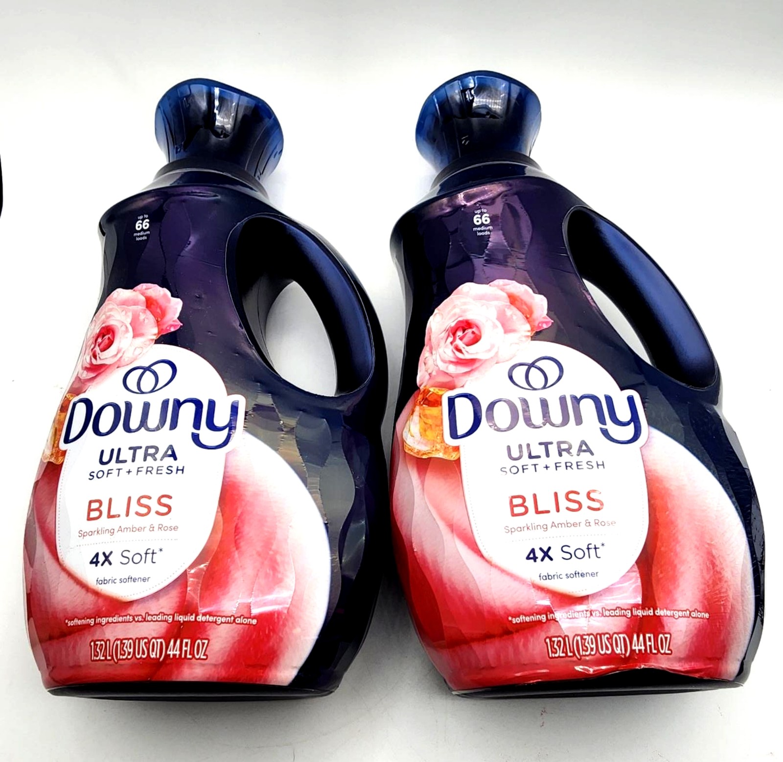 2 Downy ULTRA BLISS Sparking Amber & Rose Fabric Conditioner Softener 44 oz Ea