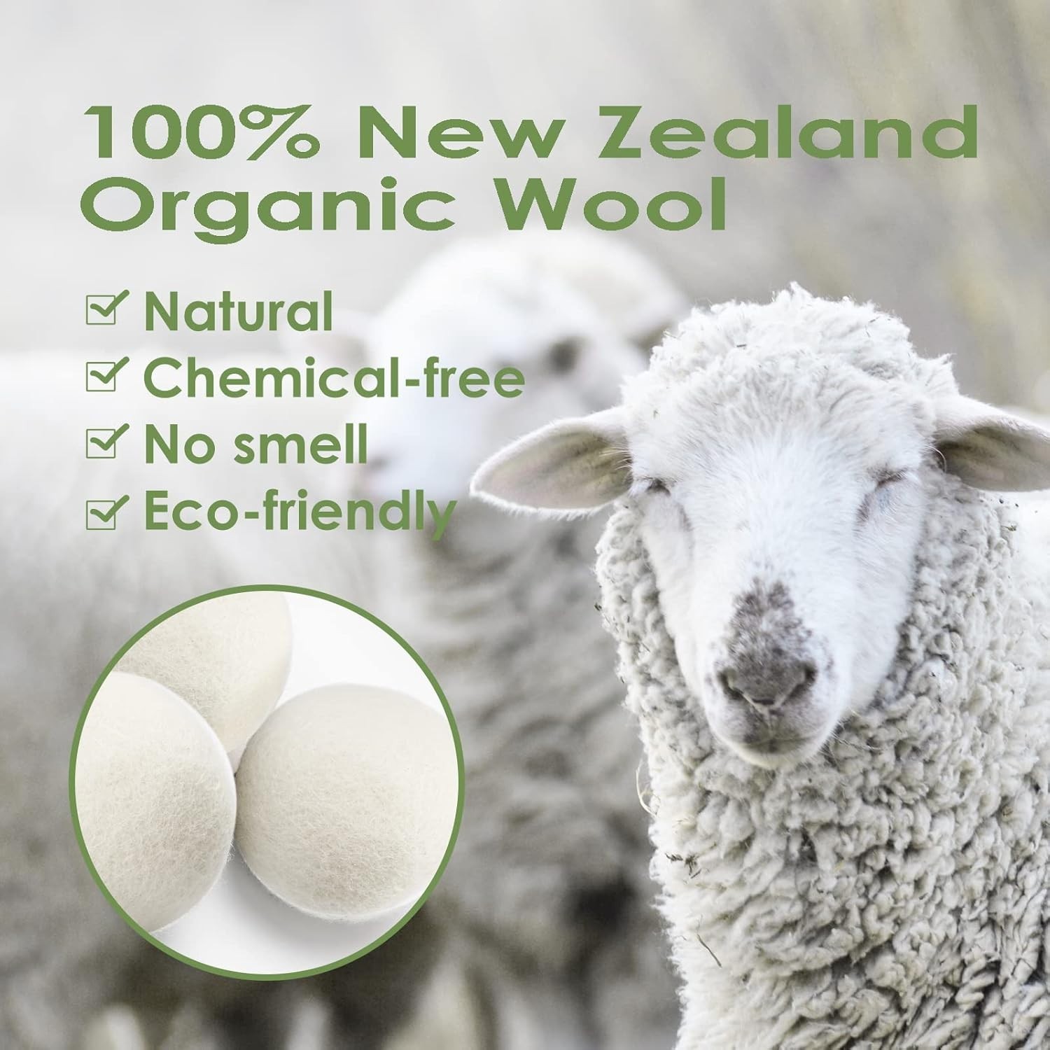 Wool Dryer Balls 3 Pack XL, Natural Fabric Softener New Zealand Wool，Handmade Or
