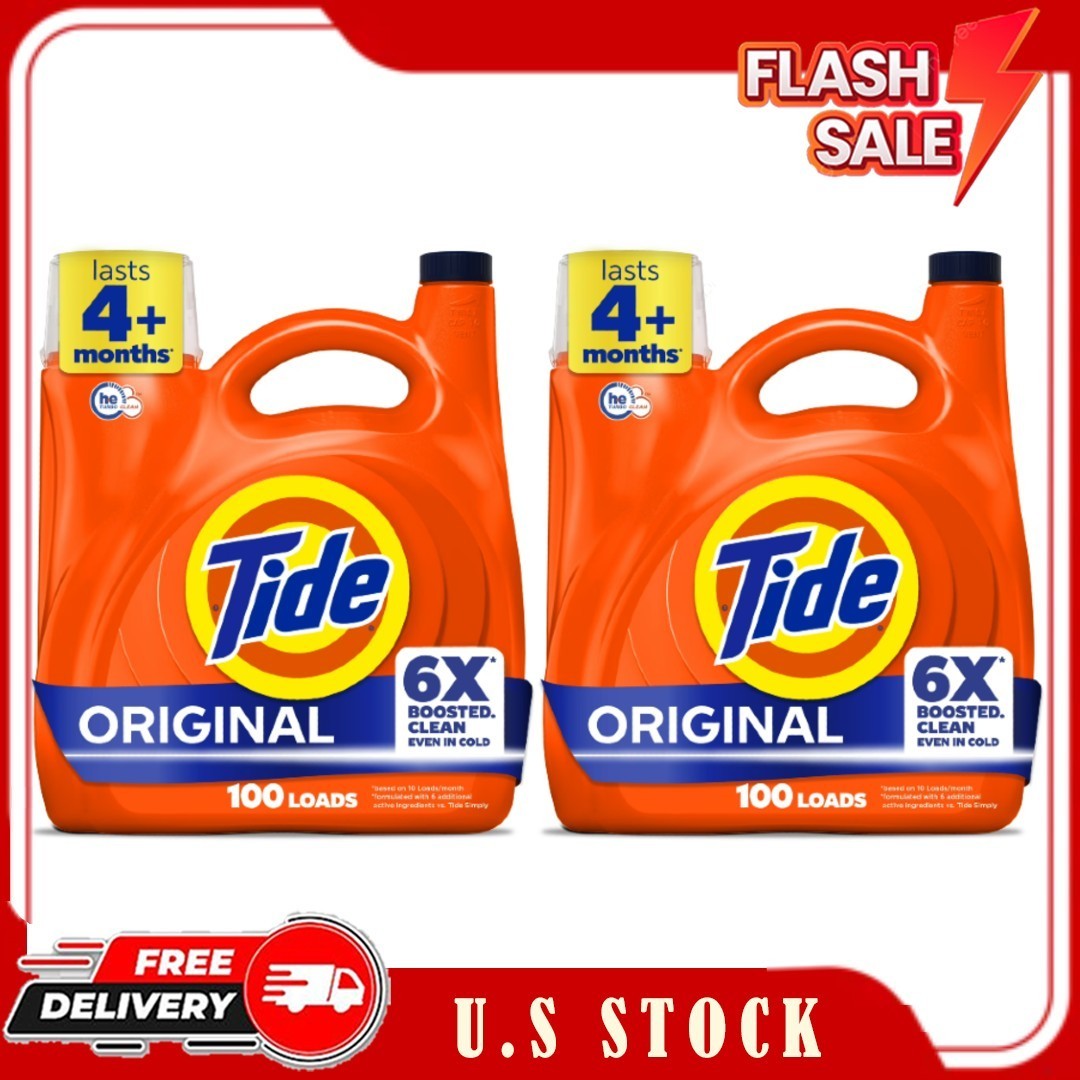 New 2 Pack Tide Original Liquid Laundry Detergent 125 fl oz 100 Loads 6X Power