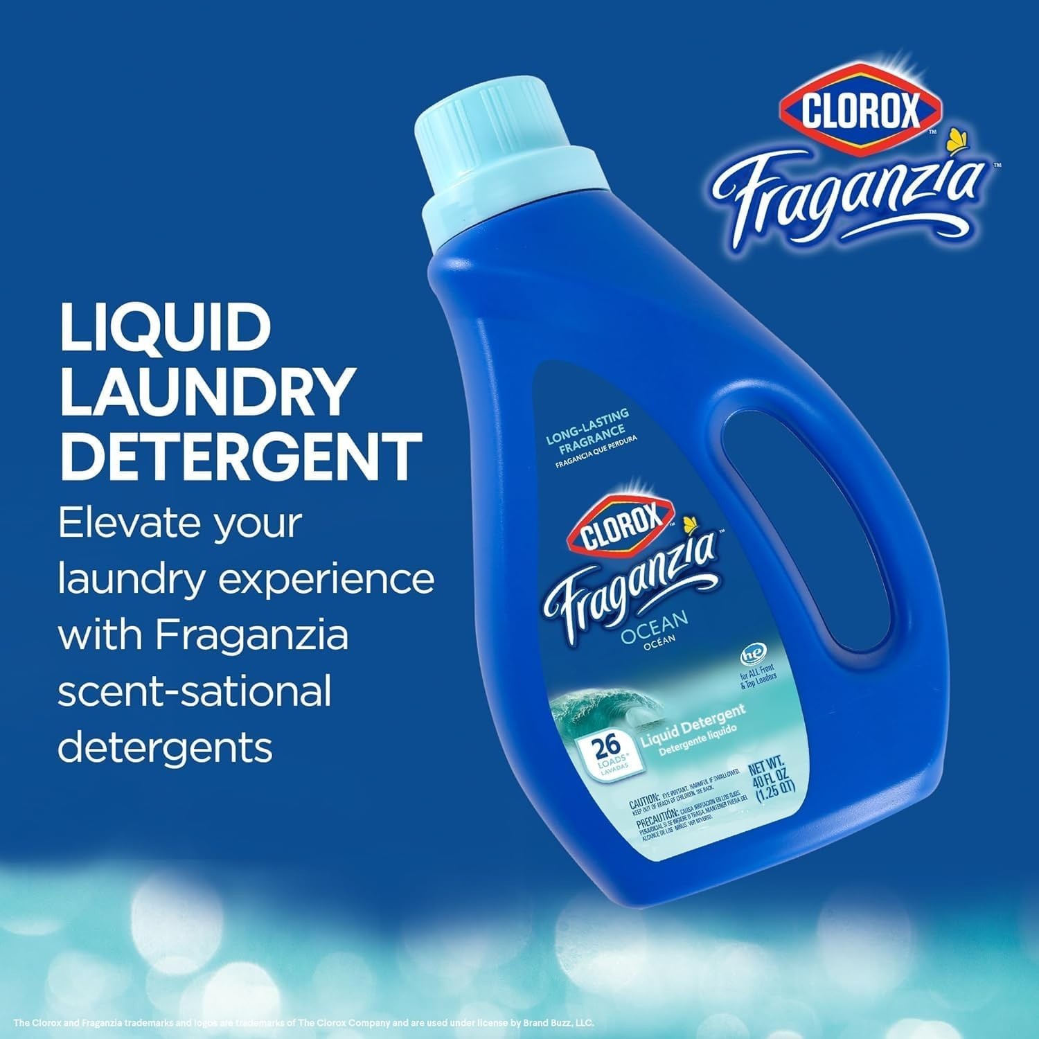 6 Pack Fraganzia Liquid Laundry Detergent – Light Ocean Freshness, HE Compatible
