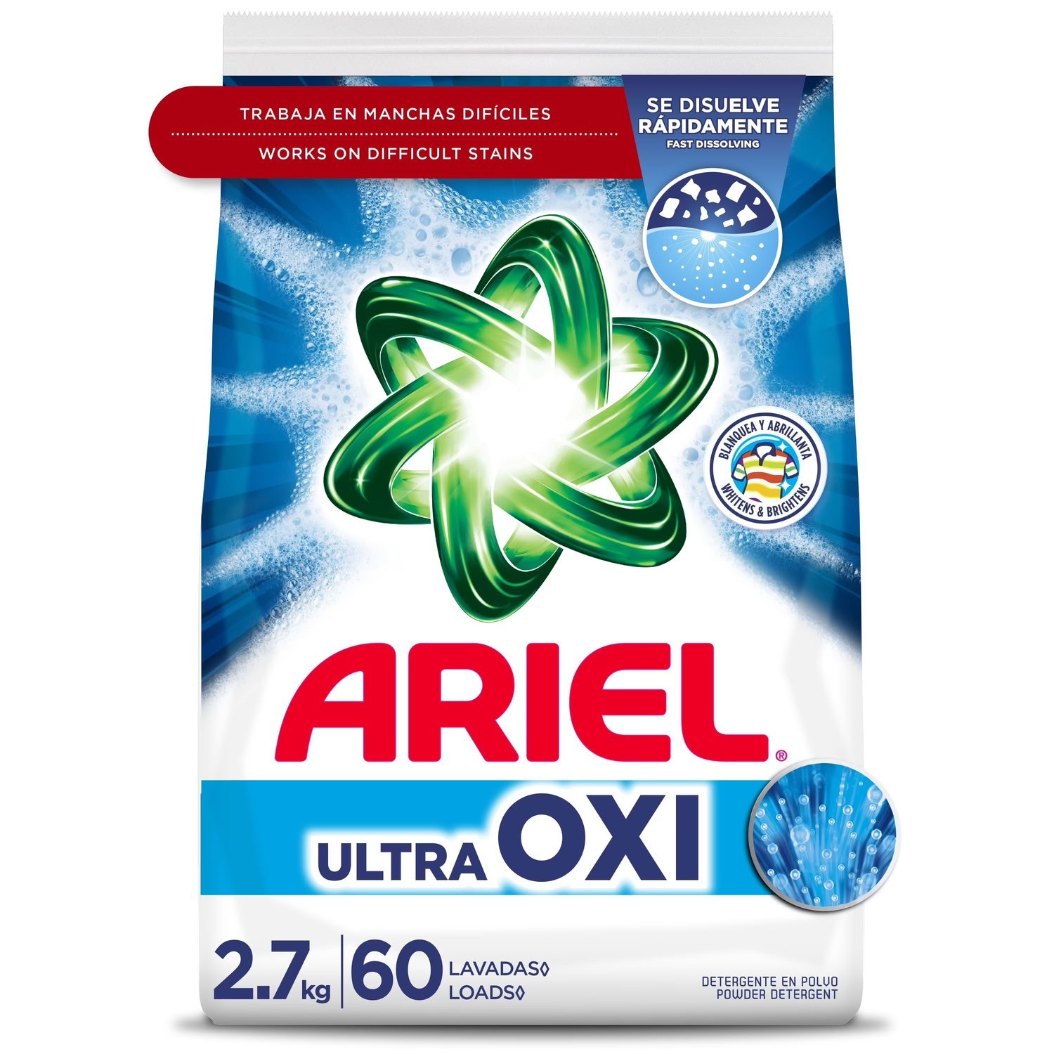 Ariel Ultra Oxi Powder Laundry Detergent Original Scent 2.7 kg 60 Loads Stain