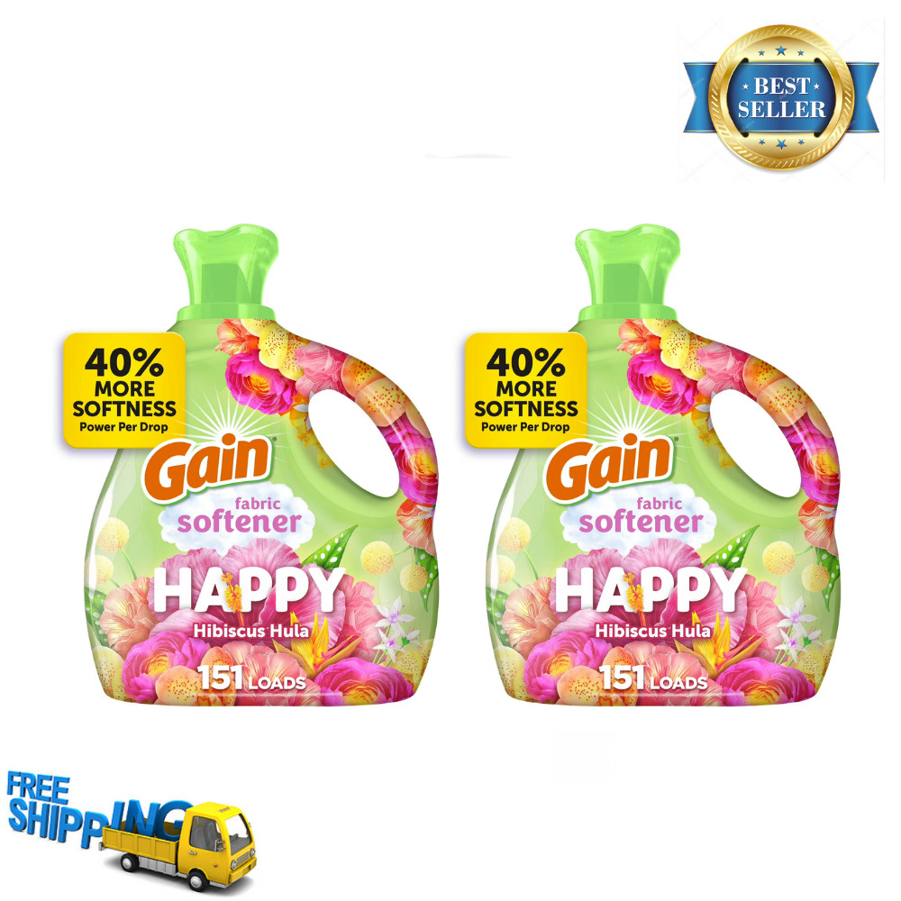 Gain Liquid Fabric Softener, Happy Hibiscus Hula, 101 fl oz, 151 Loads, 2 Pack