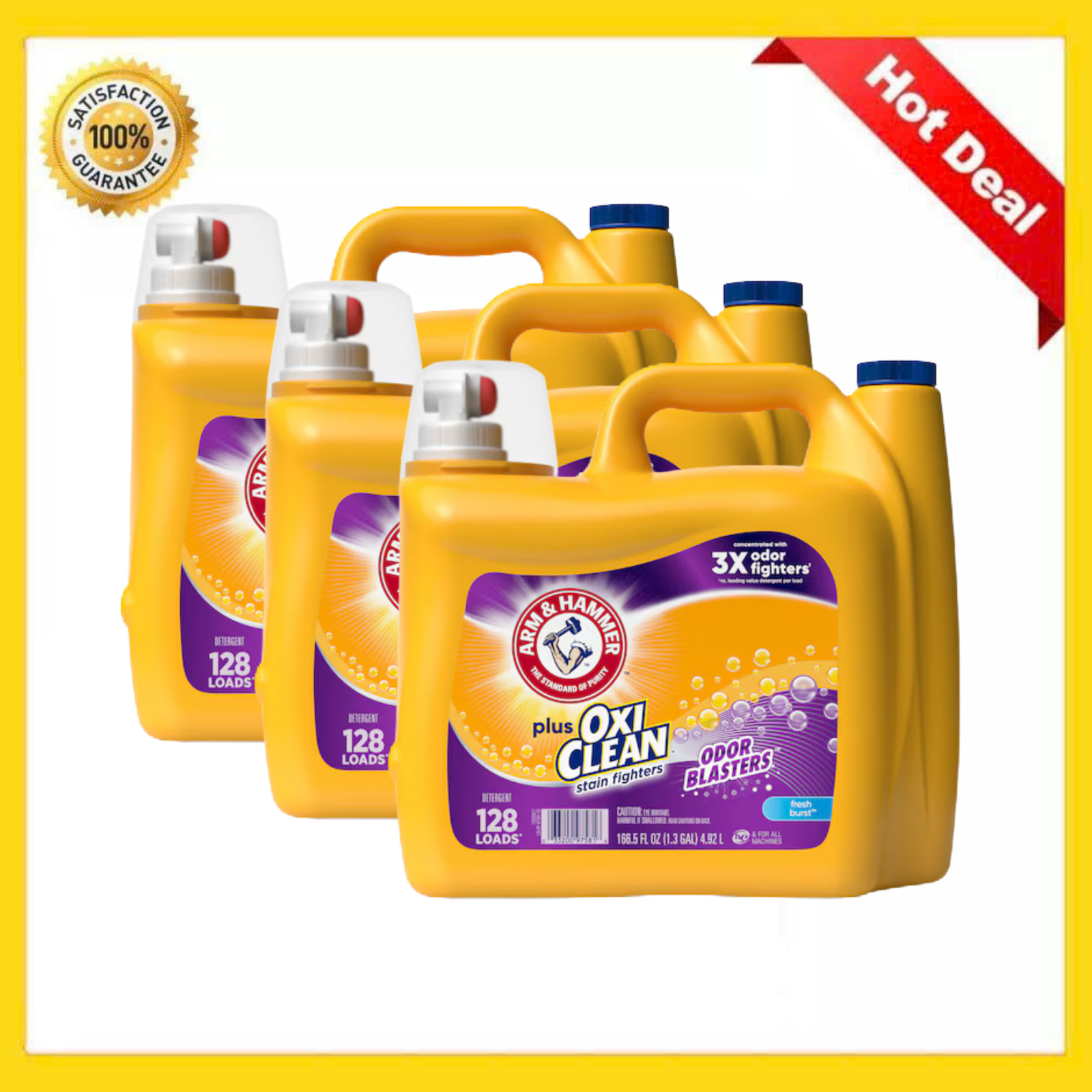 3 Pack Arm and Hammer Plus OxiClean Odor Blasters Laundry Detergent 256 Loads