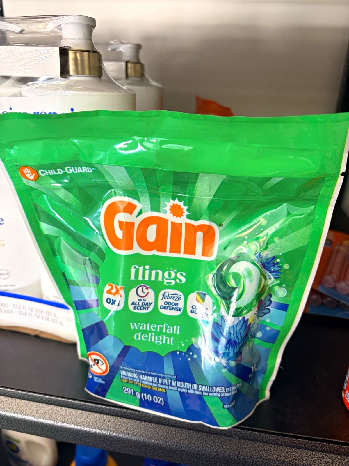 Gain Flings Waterfall Delight Laundry Detergent Pacs 15 Ct Febreze Oxi
