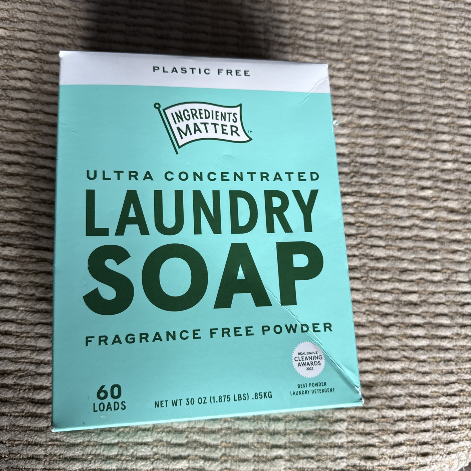 Powder Laundry Soap Fragrance Free, Hypoallergenic Detergent Plant Based 30 oz