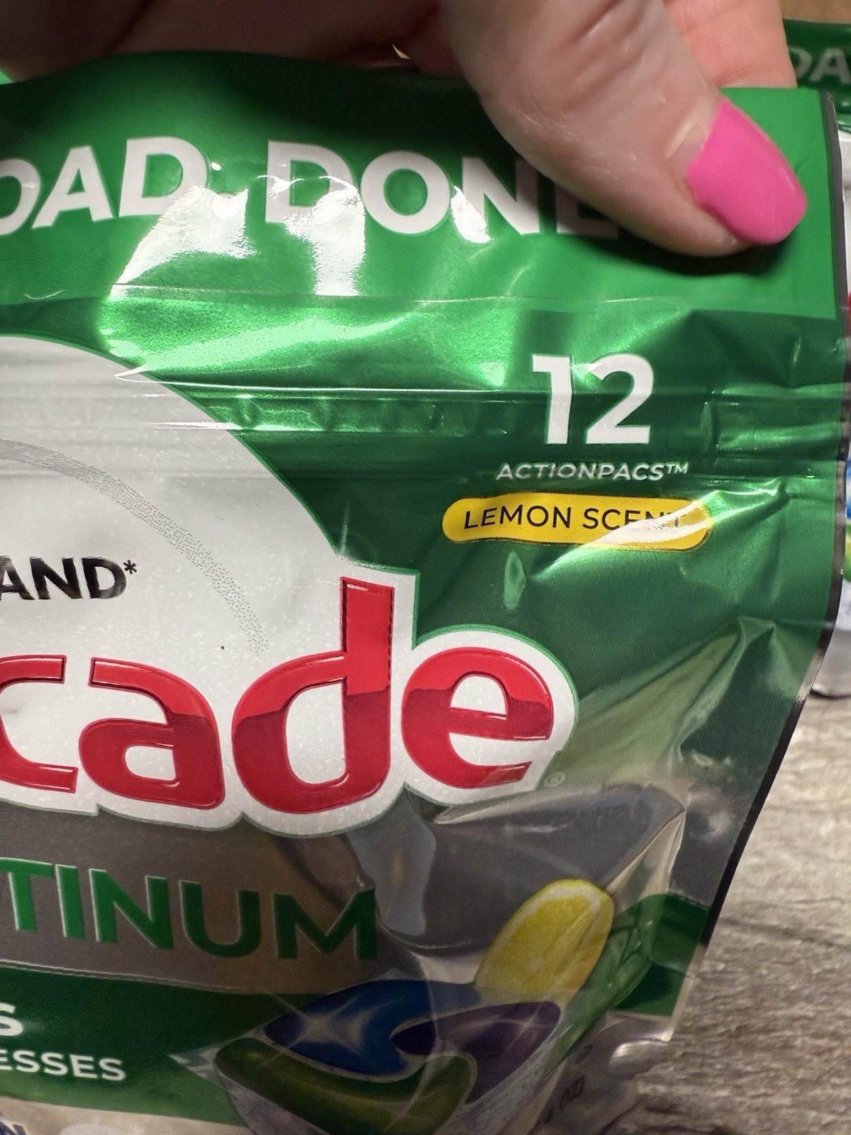 Cascade (4 bags) Platinum Dish Detergent Lemon Scent Action Packs 12ct Ea Bag