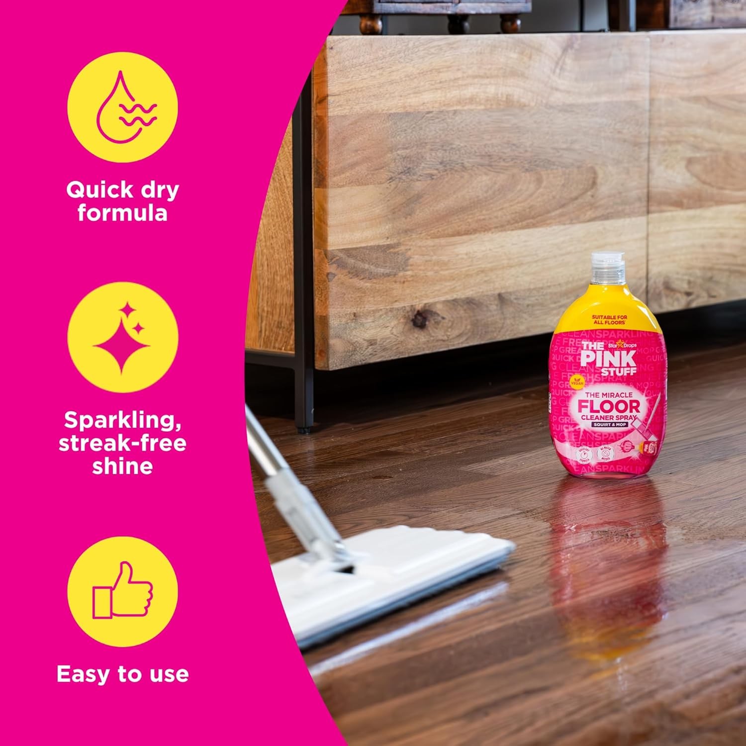 Stardrops The Pink Stuff The Miracle Floor Cleaner Spray – Squirt & Mop Formul