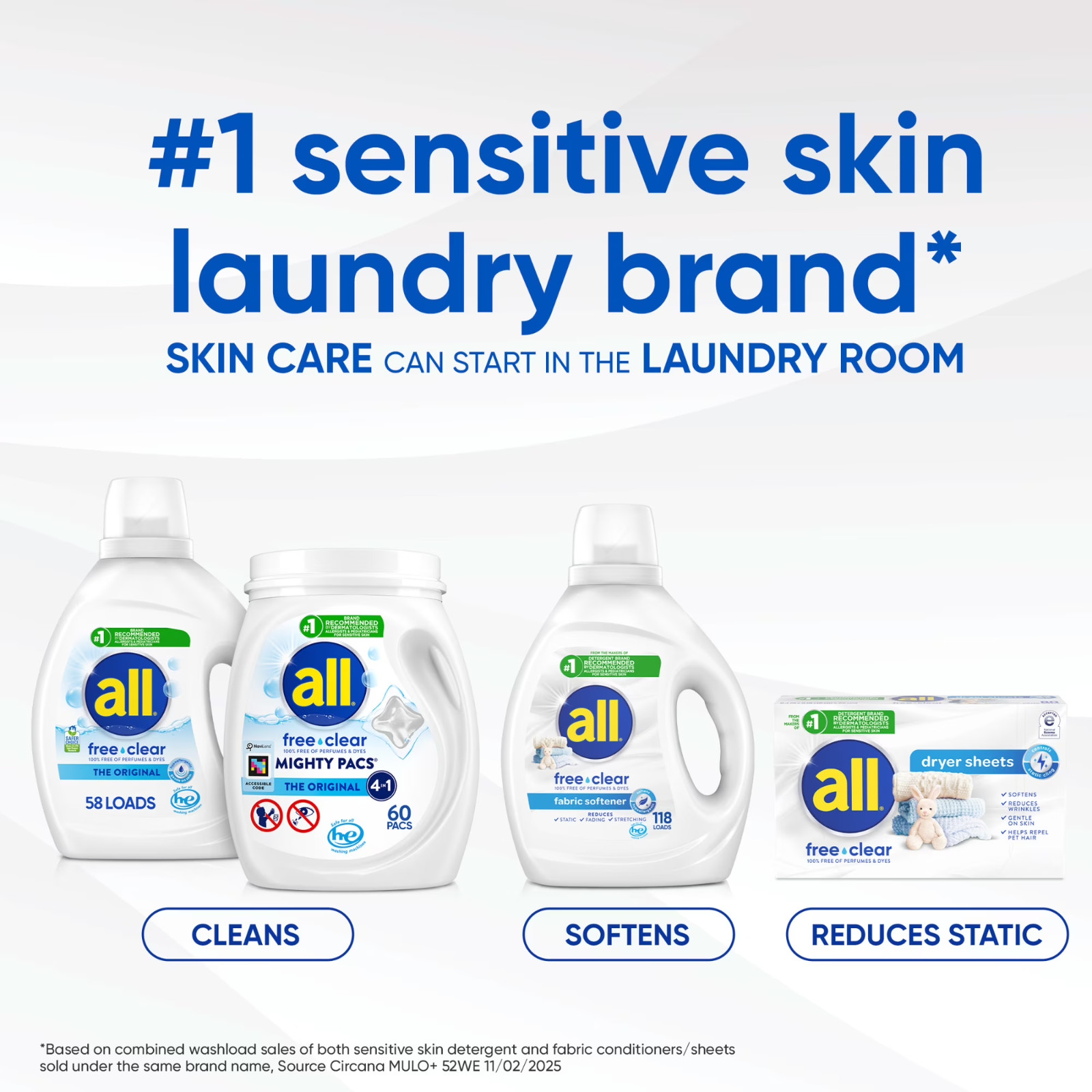 NEW 2 pack all Free Clear Liquid Laundry Detergent 154 oz 123 Loads FREESHIPPING