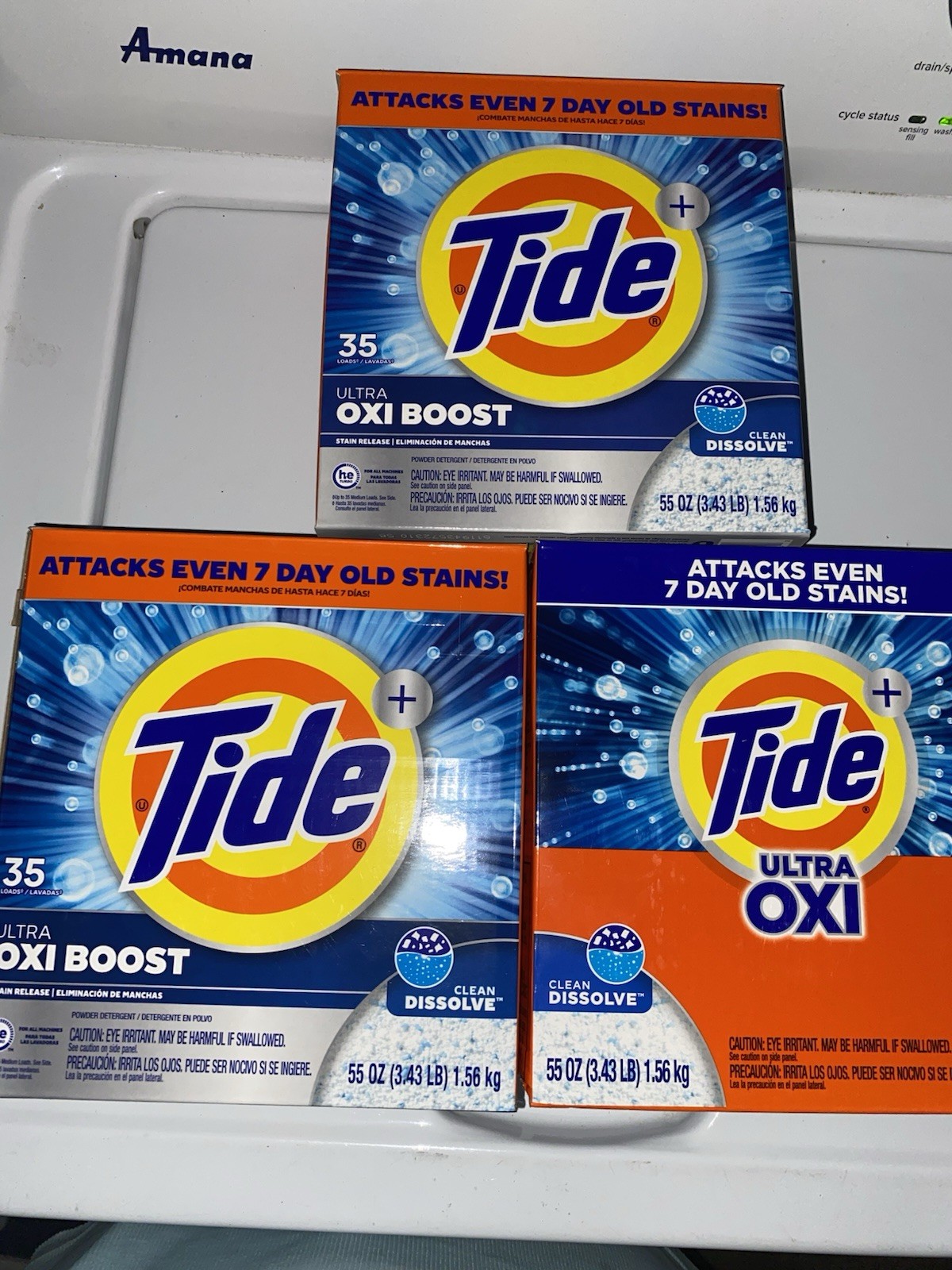Tide Ultra Oxi Boost Powder Laundry Detergent HE 55 oz 35 Loads 3 Pack