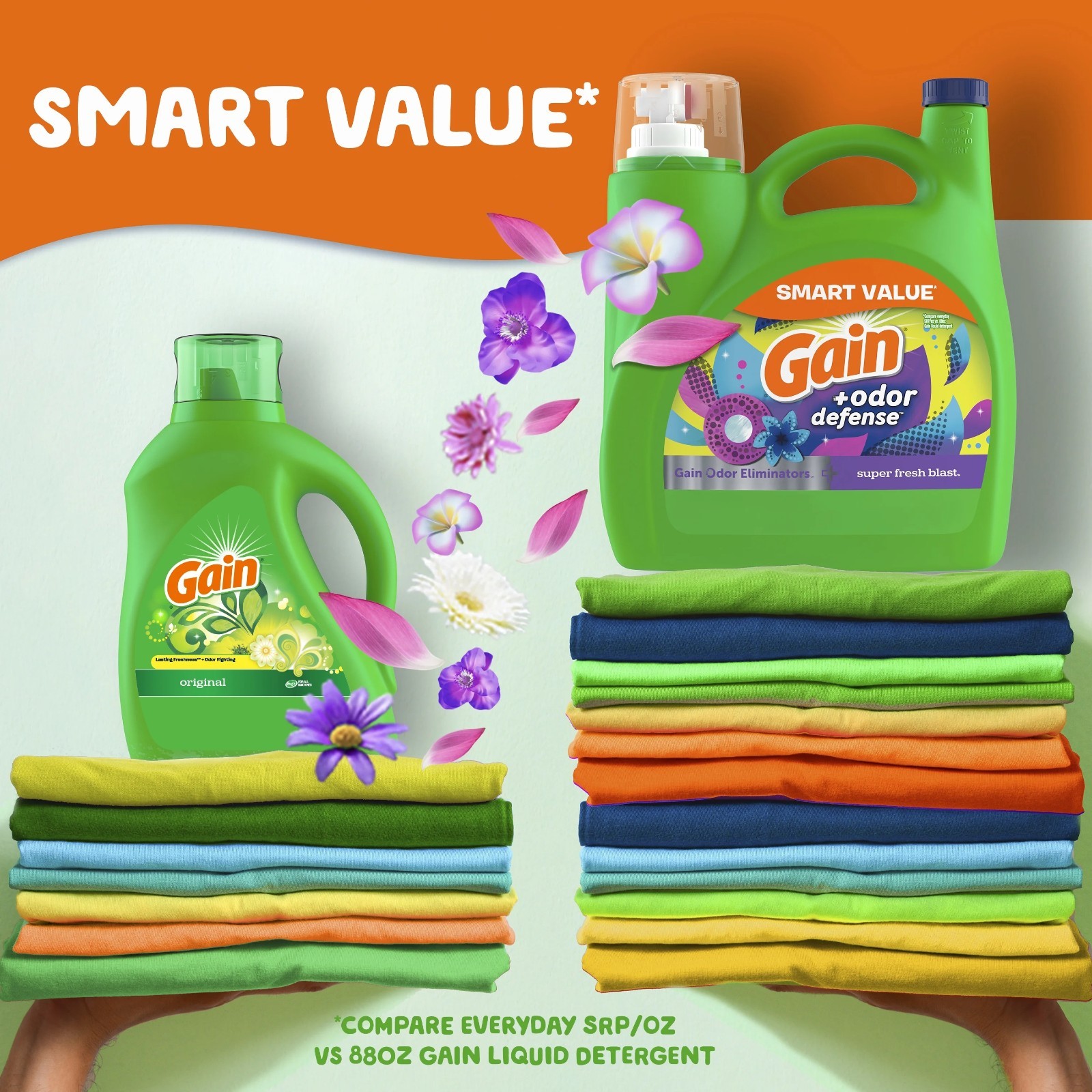 (2 pack )Gain Odor Defense Liquid Laundry Detergent, Super Fresh Blast 154 fl oz