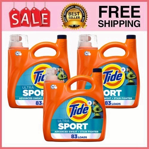 3 Pack Ultra Sport Liquid Laundry Detergent, Advanced Sweat&Stain Fighter, 117 f