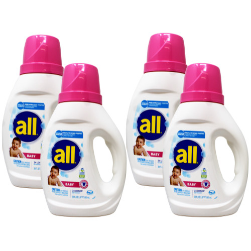 All Liquid Laundry Detergent, Gentle for Baby, 24 Loads, 30 fl oz – 4 Pack