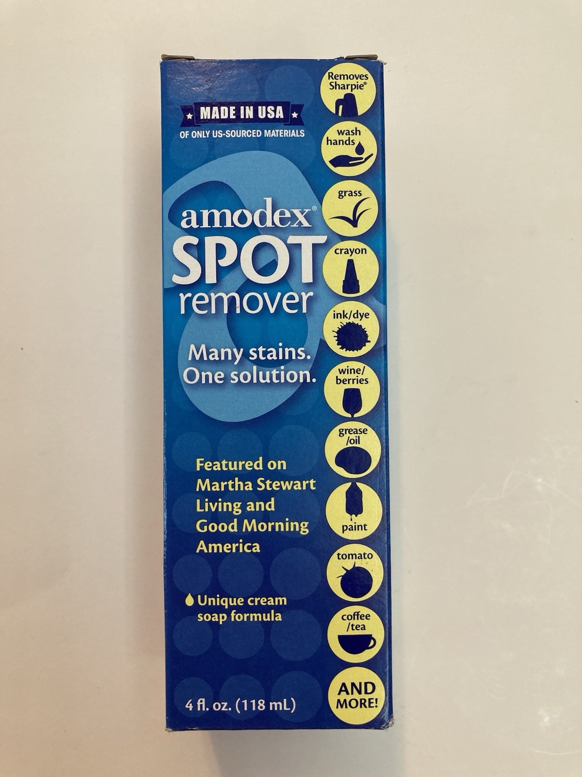 Amodex Spot Remover Ink & Stain Remover 4oz Bottle Nontoxic New Made In USA