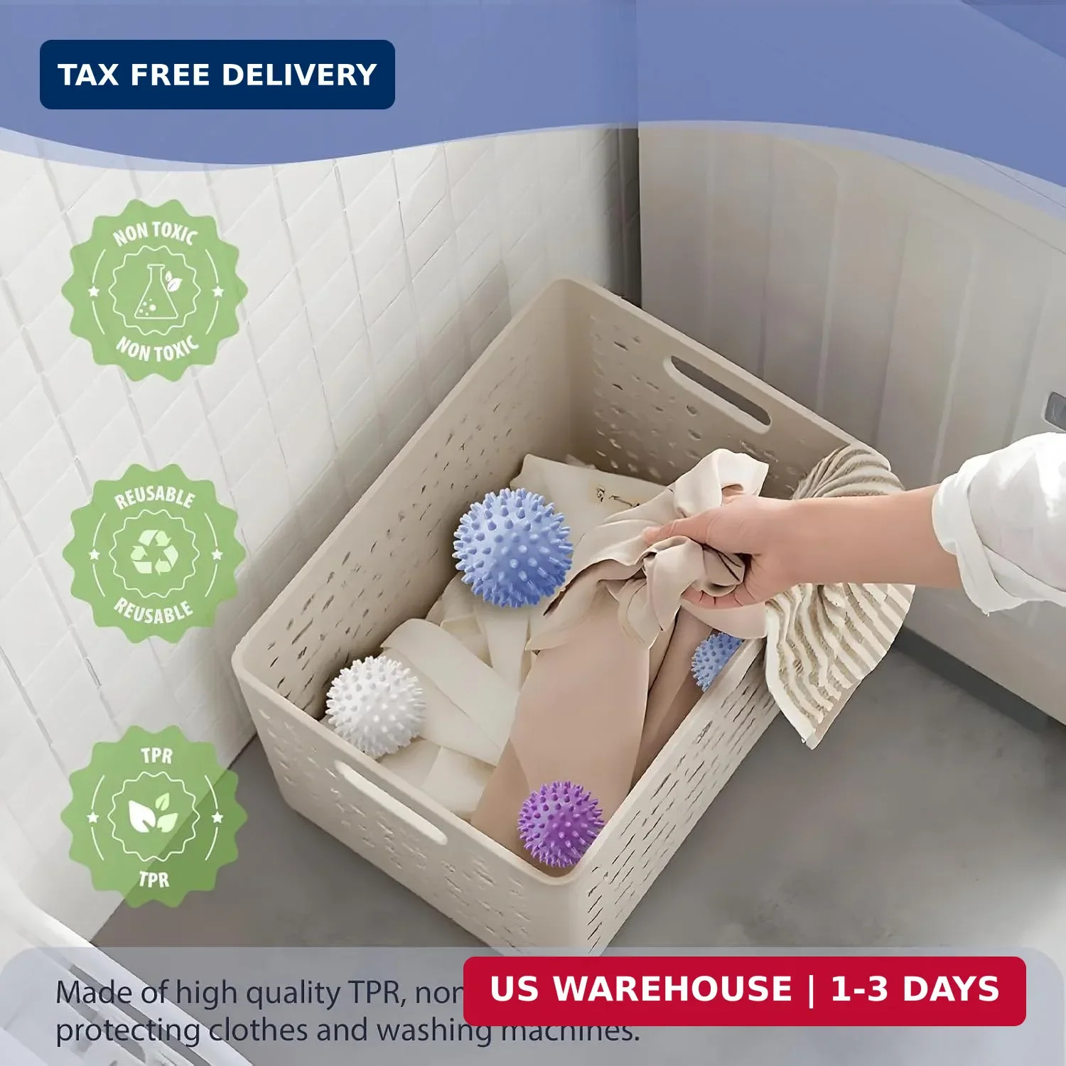 6Pcs Small Dryer Balls, 2.36 Inch Reusable Laundry Balls for Washer & Dryer FAST