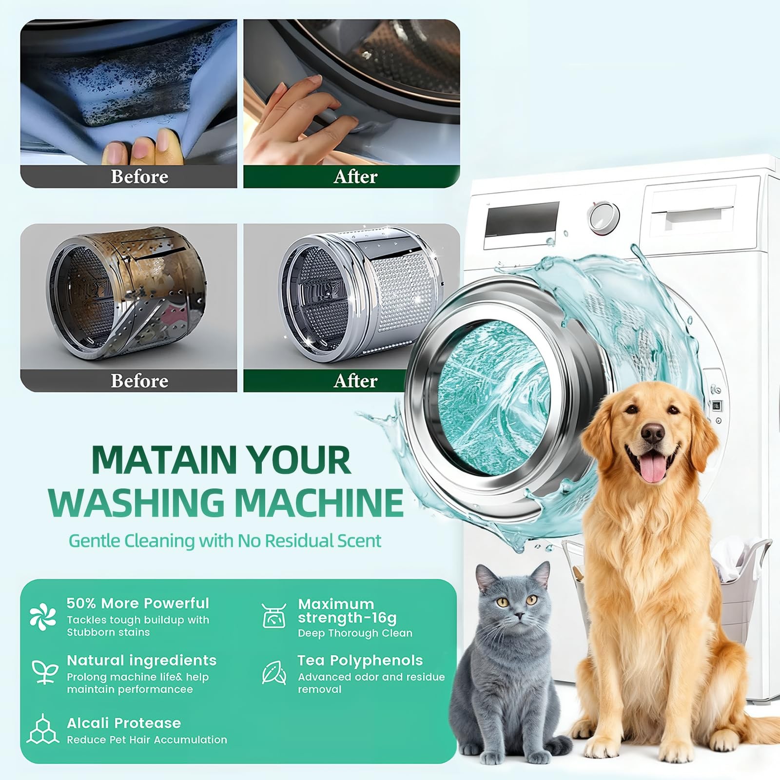 SOPAMI Washer Cleaner Tablets 12-Pack deep clean Pet 12 Count (Pack of 1), 1P