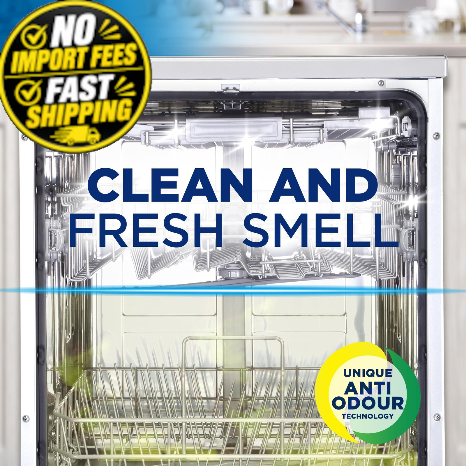 Finish Dishwasher Freshener Lemon and Lime 1 Count (Pack of 1), Blue, Yellow