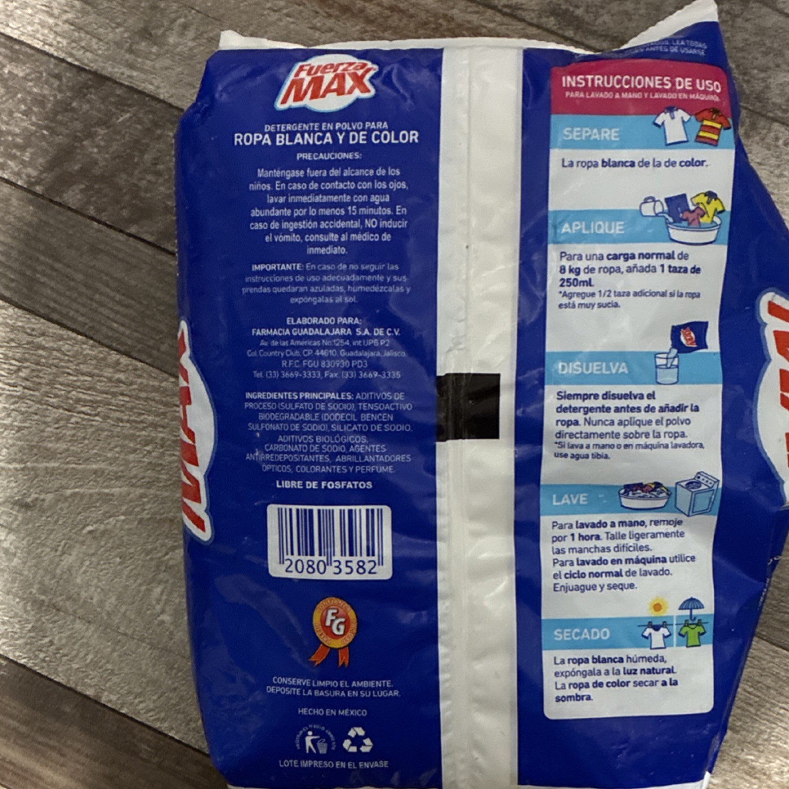 Fuerza Max Biodegradable Laundry & Dish Detergent Powder 800g 720g 2 Pack