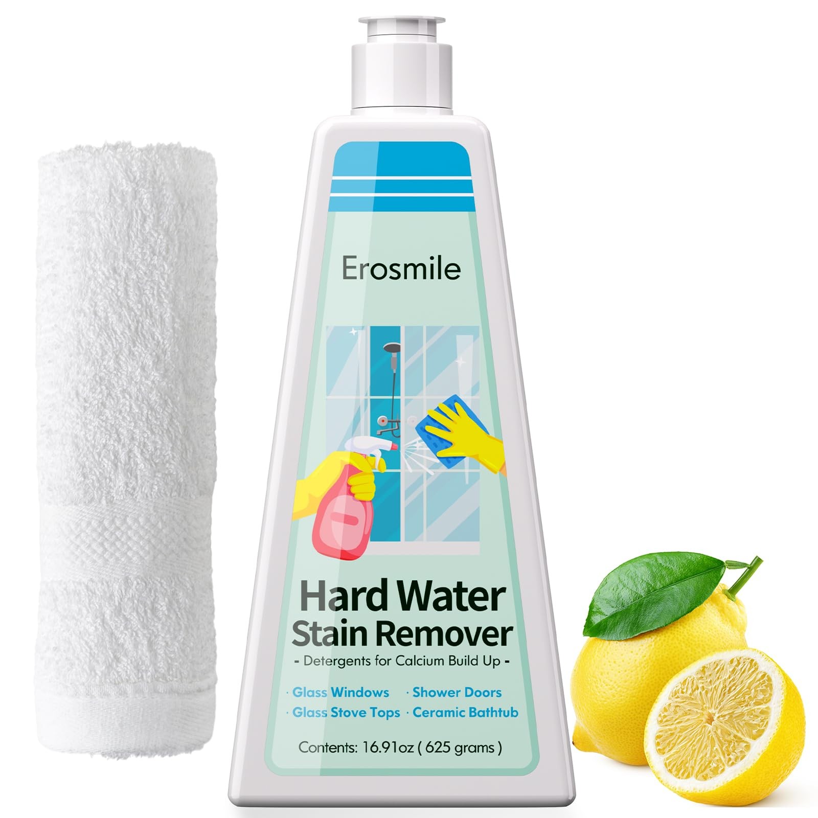 EROSMILE Hard Water Stain Remover, Shower Glass & 16.91 Fl Oz (Pack of 1)
