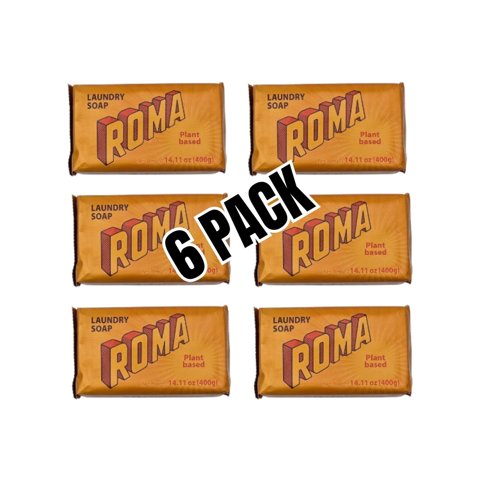 6 Pack ROMA Laundry Soap Bar – Stain Remover & Fabric Care (100% Mexican)