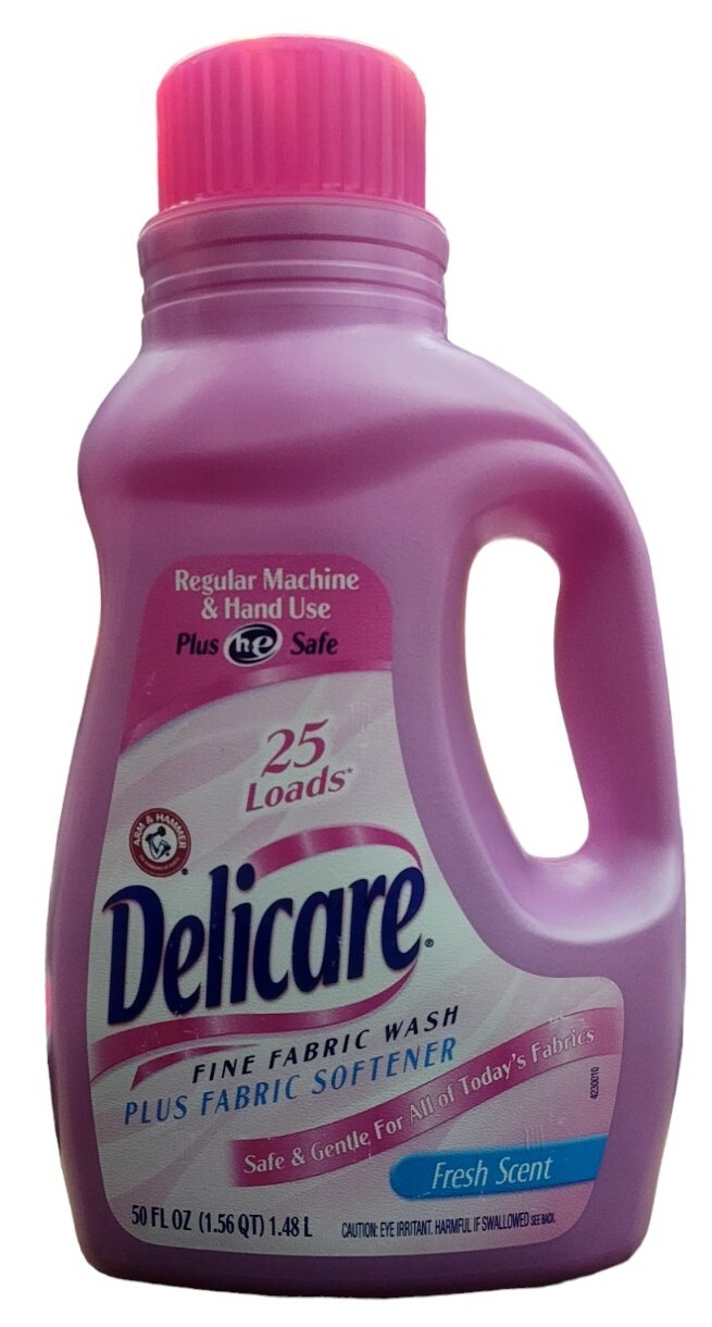 1-Pink Lid Delicare Fine Fabric Plus Fabric Softener Laundry Detergent 50 Oz