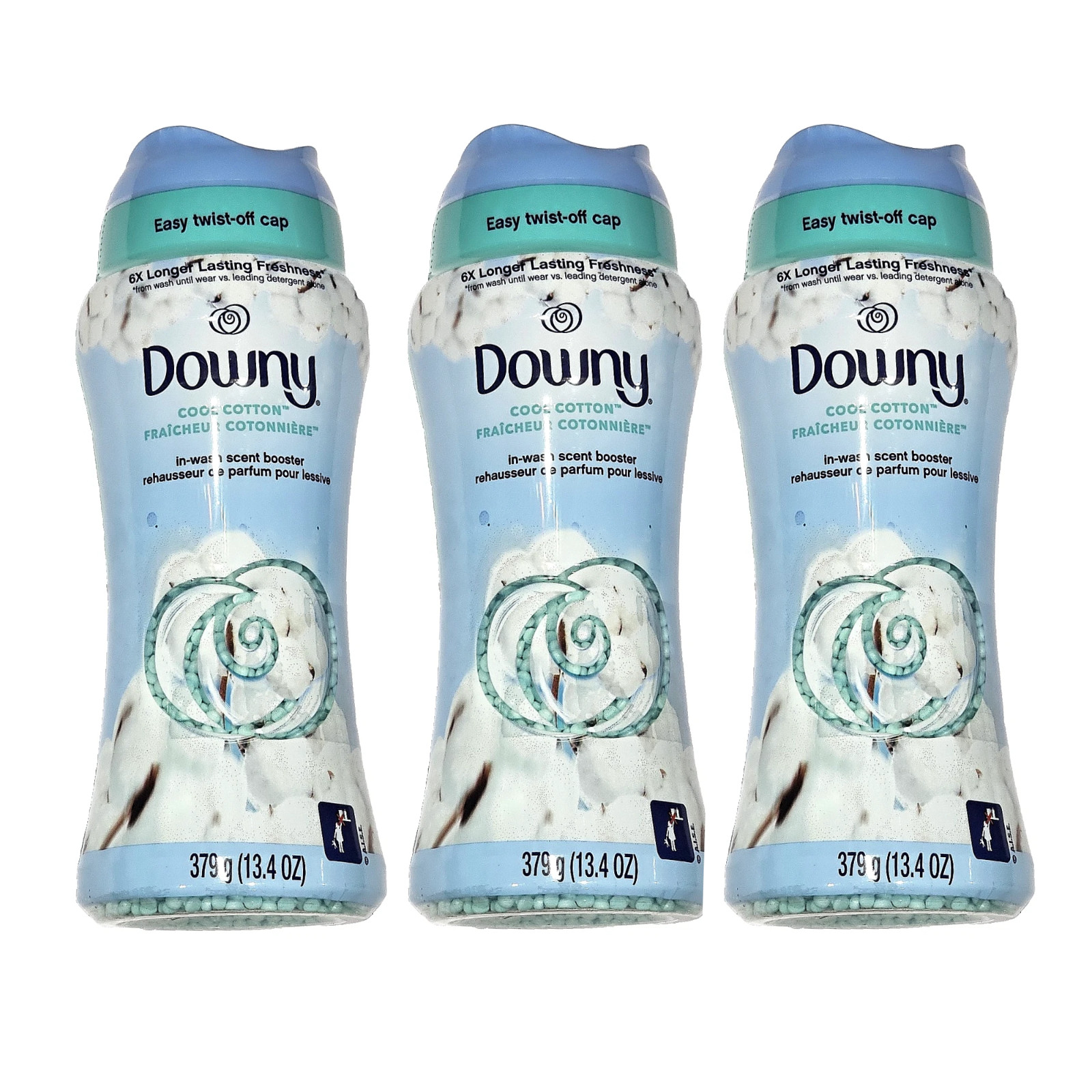 Downy Cool Cotton In Wash Scent Booster Easy Twist-off Cap 13.4oz Set of 3