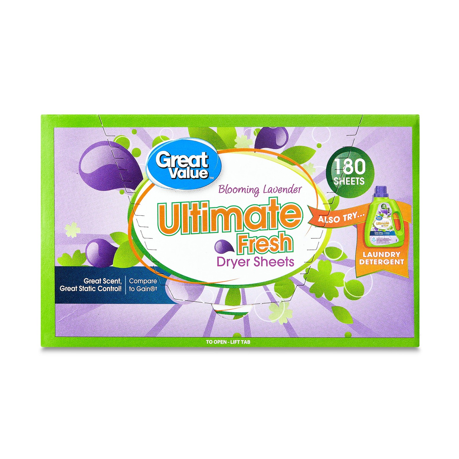 Great Value Ultimate Fresh Dryer Sheets, Blooming Lavender, 180 Count