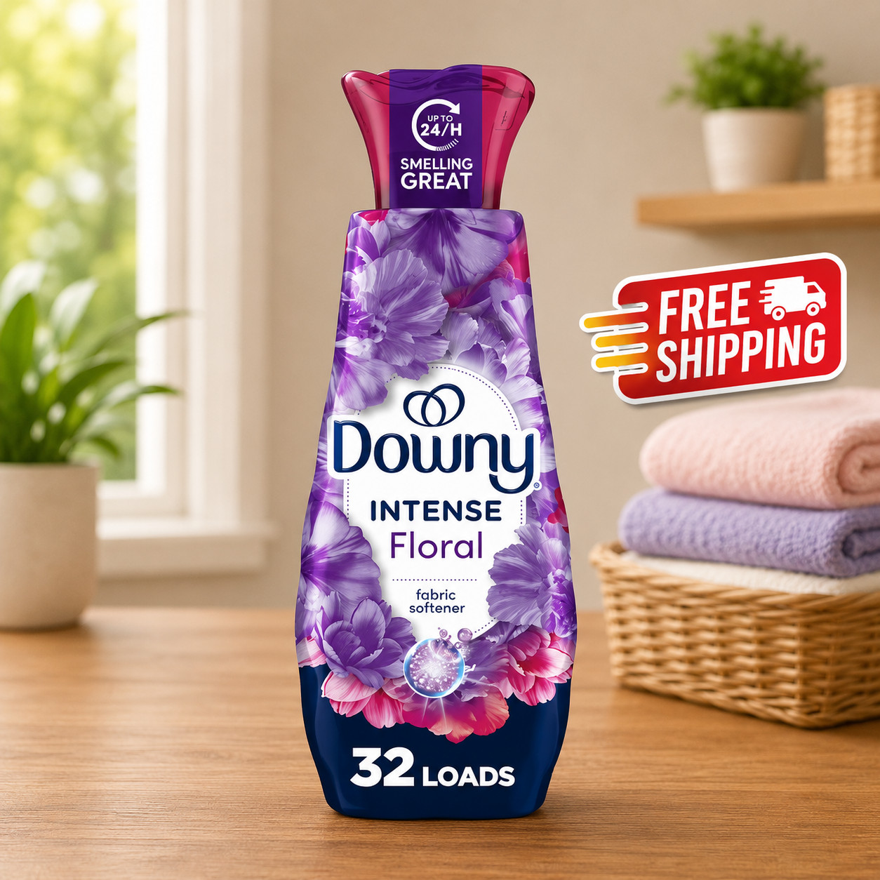 Downy Intense Fabric Softener Floral Scent 24 fl oz 32 Loads- Free Shipping