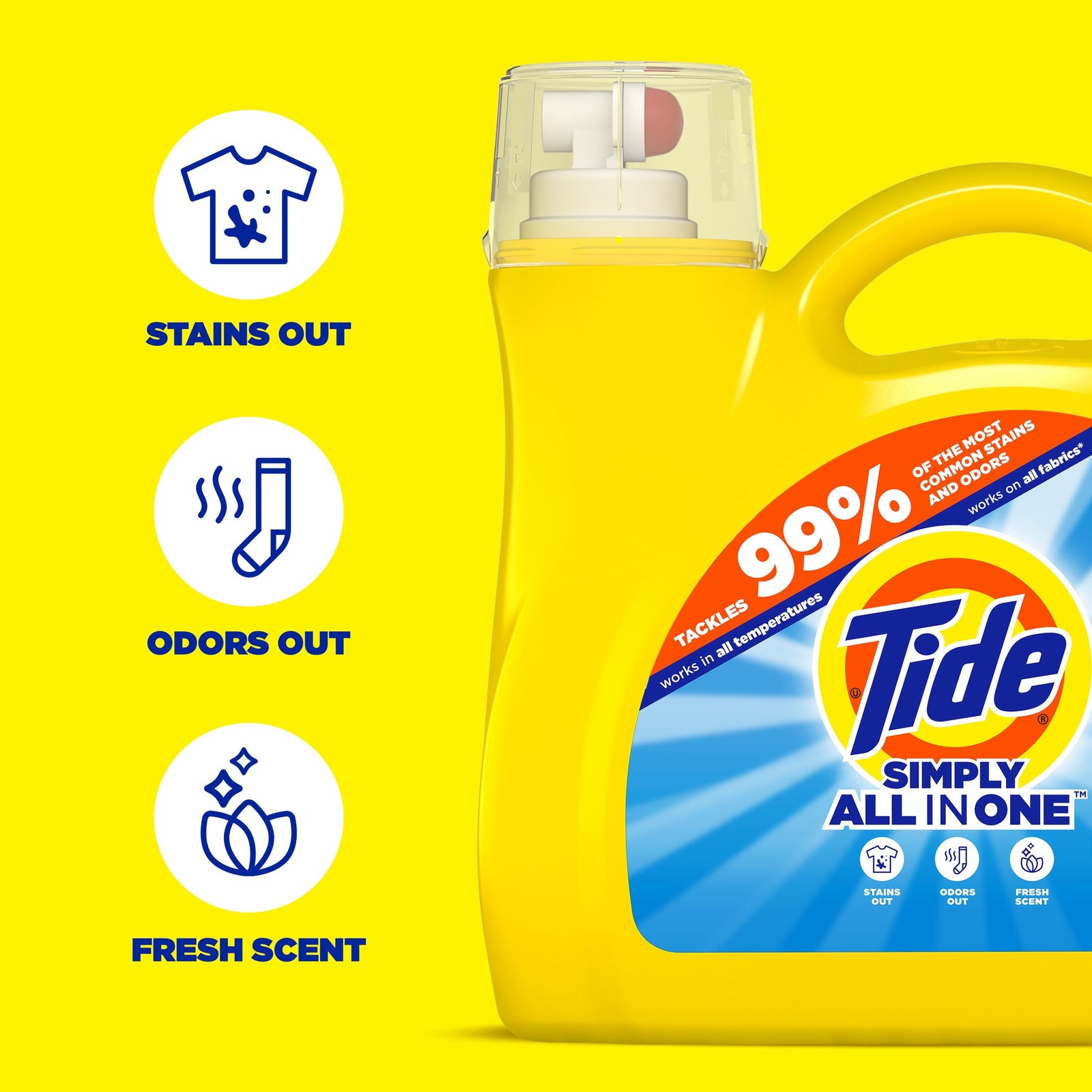 Simply Laundry Detergent Liquid, All-In-One,Refreshing Breeze,85 Loads,107 fl oz