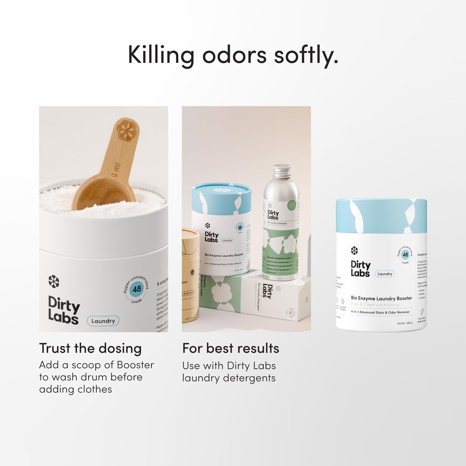 Dirty Labs Scent Free Bio Enzyme Laundry Booster 48 Loads (1 lb) Hyper