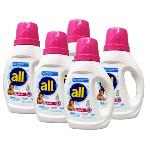 All Liquid Laundry Detergent, Gentle for Baby, 24 Loads, 30 fl oz – 5 Pack