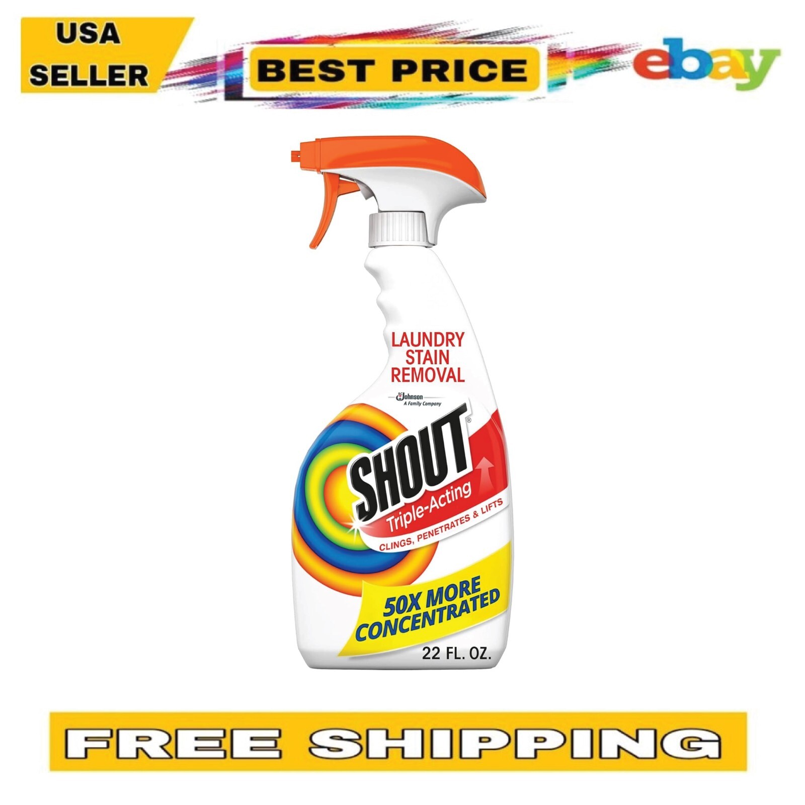 Shout Active Enzyme Stain Remover Spray 22oz Triple-Acting Formula