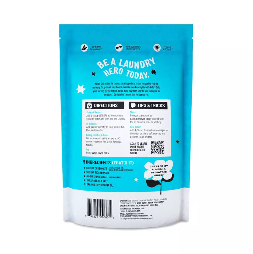 Molly’s Suds Laundry Powder Peppermint 120 loads NEW