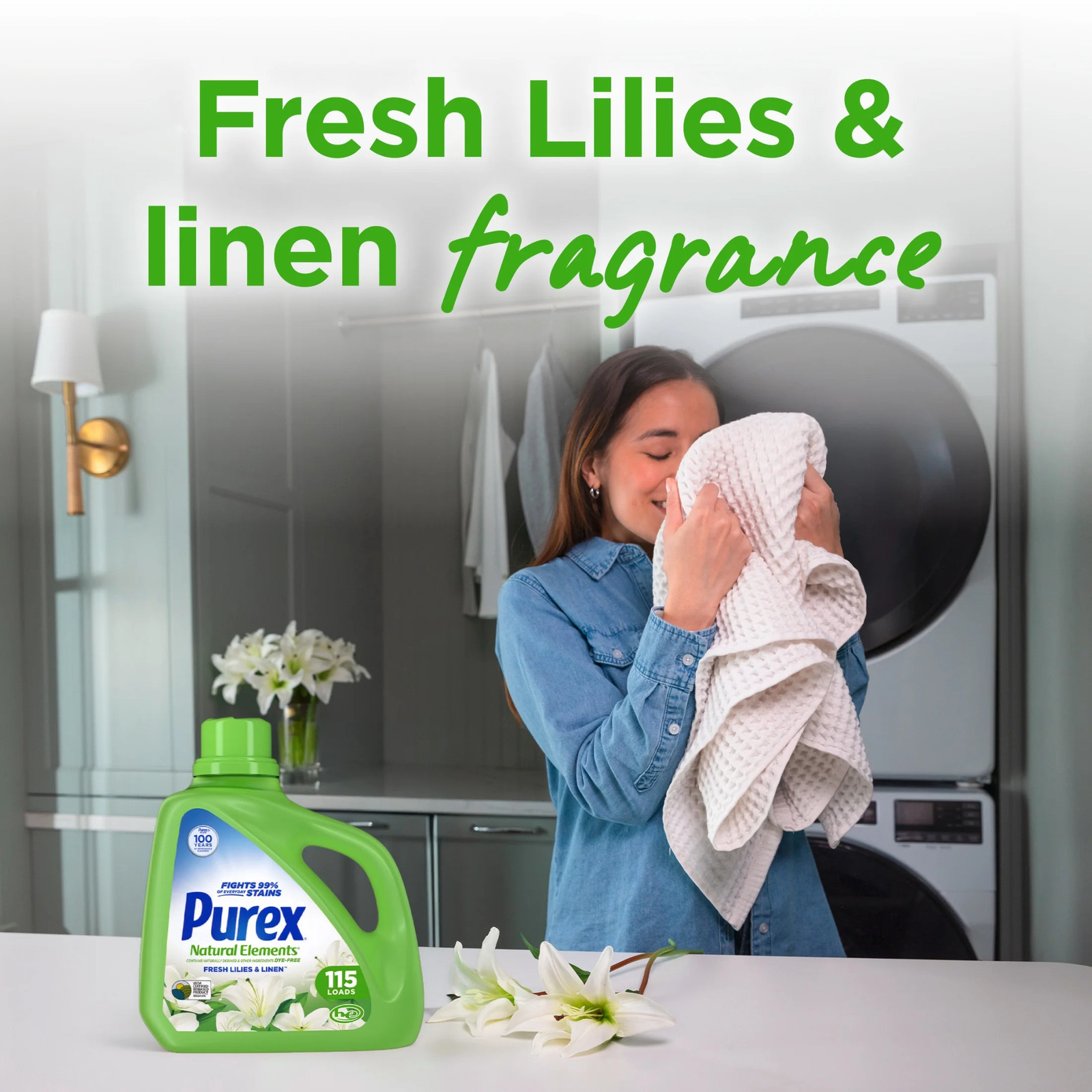 Natural Elements Liquid Detergent, Fresh Lilies & Linen, 150 fl oz, 115 loads