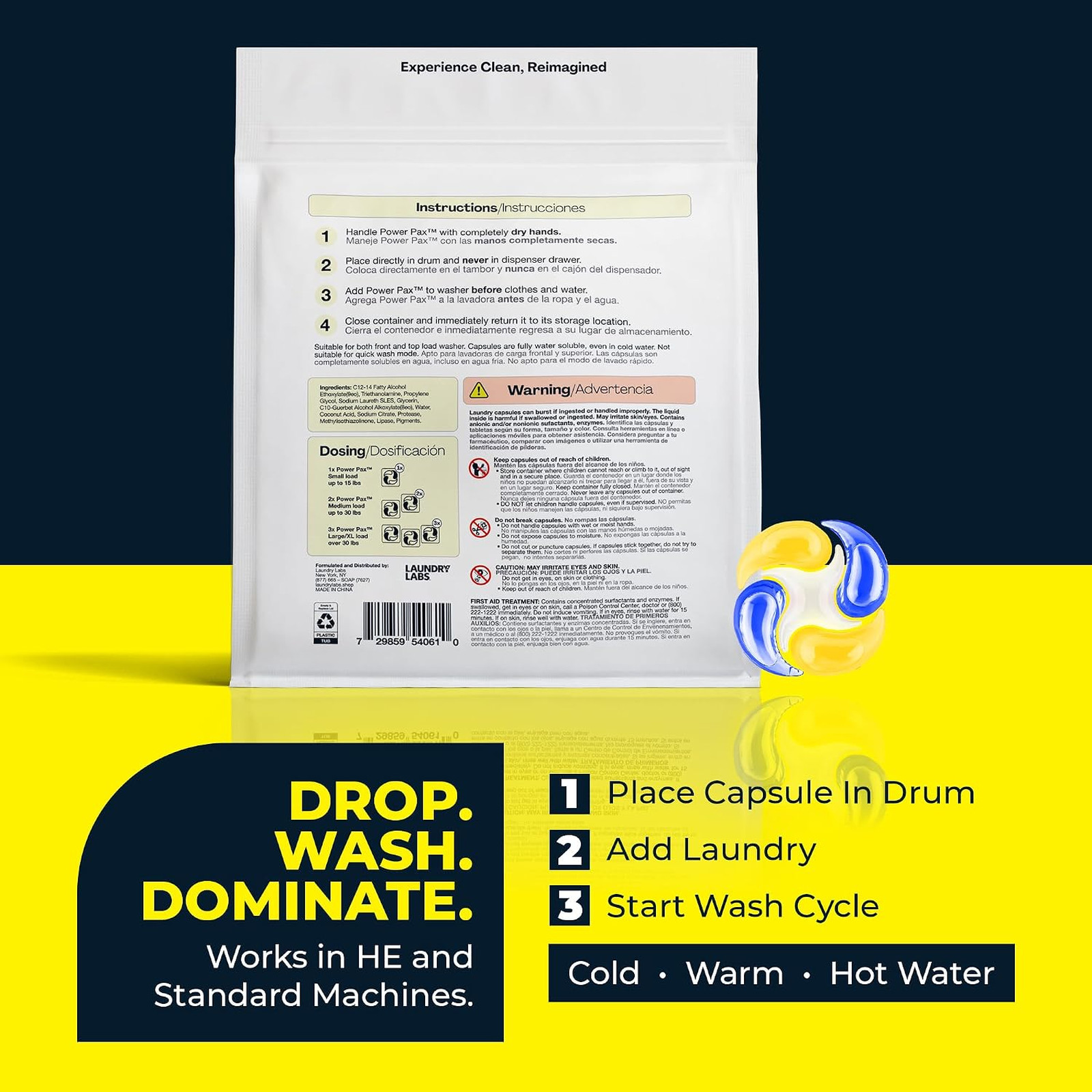 Laundry Detergent Pods 5 in 1 Enzyme Stain Odor Remover for Activewear HE