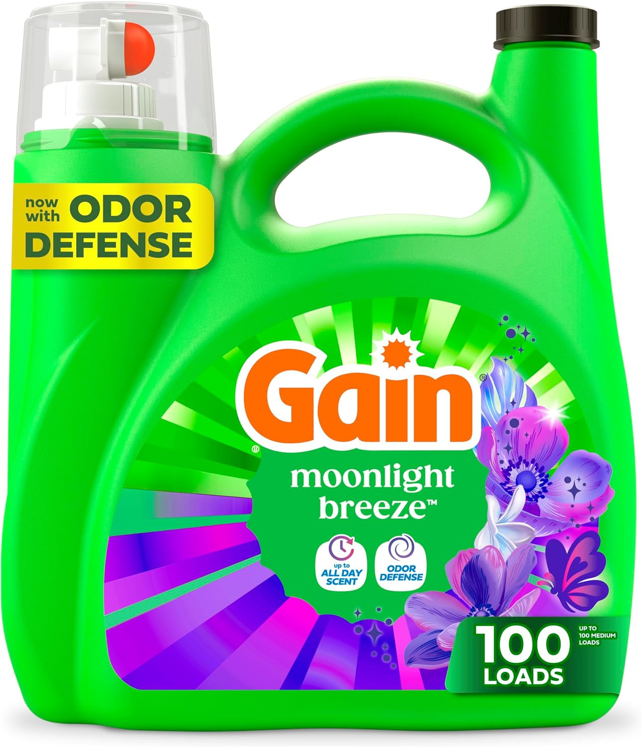 Gain Liquid Laundry Detergent with Odor Defense, Moonlight Breeze Scent, Laundry