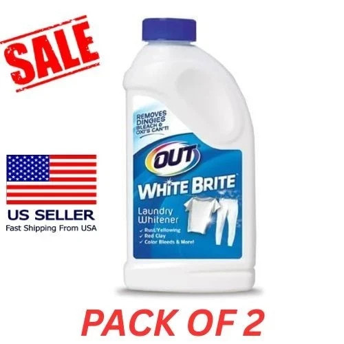 2 Pack- OUT White Brite Laundry Whitener 28 oz Stain Remover Bleach Alternative